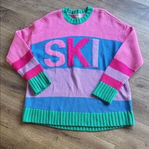 Show Me Your MuMu Pink, Blue & Green 'SKI' Knit Sweater
